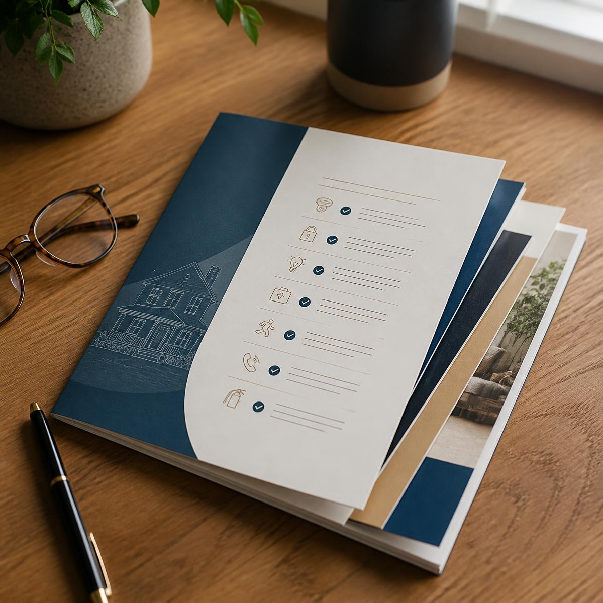 The printed Handled home safety checklist on a kitchen table